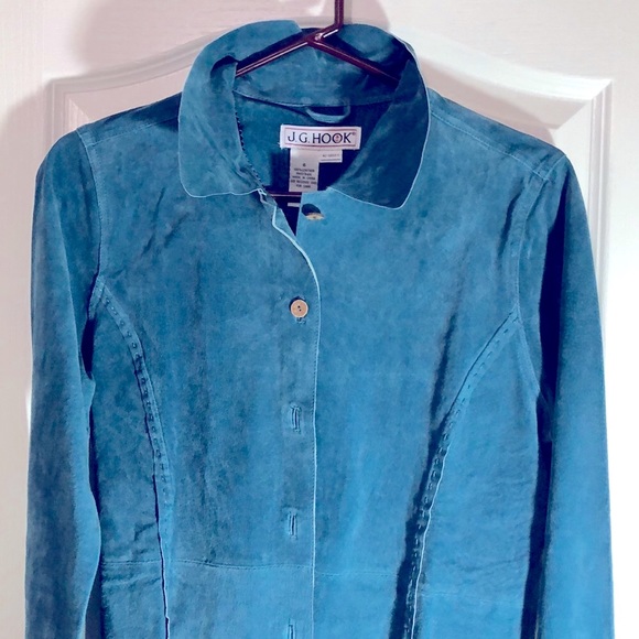 NWOT SUEDE LEATHER Sz 6 J G Hook Suede Dark Teal Jacket - Picture 1 of 4